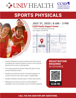 A sport physical flyer for UNLV.